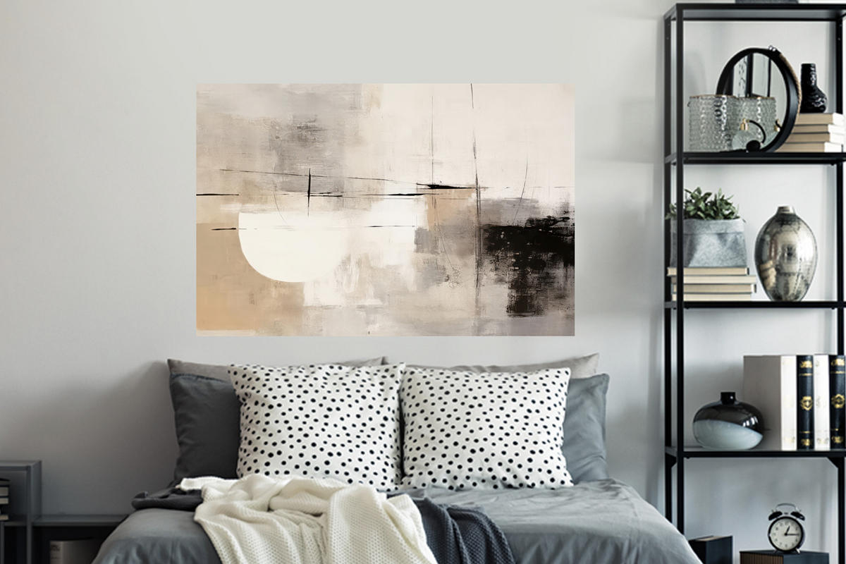 WANDTATTOO Abstrakt - Kunst - Grau 120x80 cm - Hellgrau, Kunststoff (120/80/0.1cm) - MuchoWow