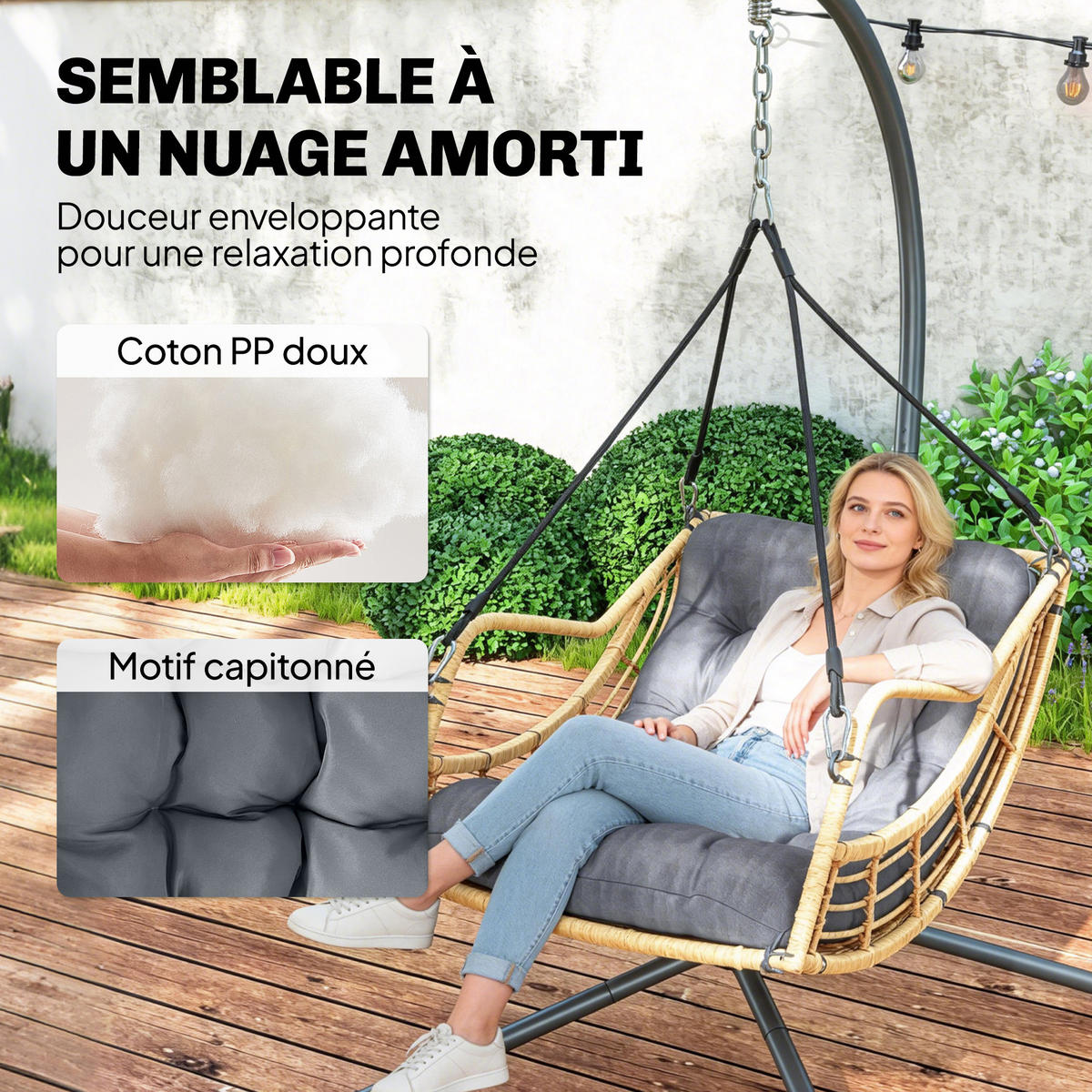 HÄNGESESSEL mit Gestell DE-13714 höhenverstellbar Grau - Dunkelgrau, Metall (100/192/118cm) - ComfortXL