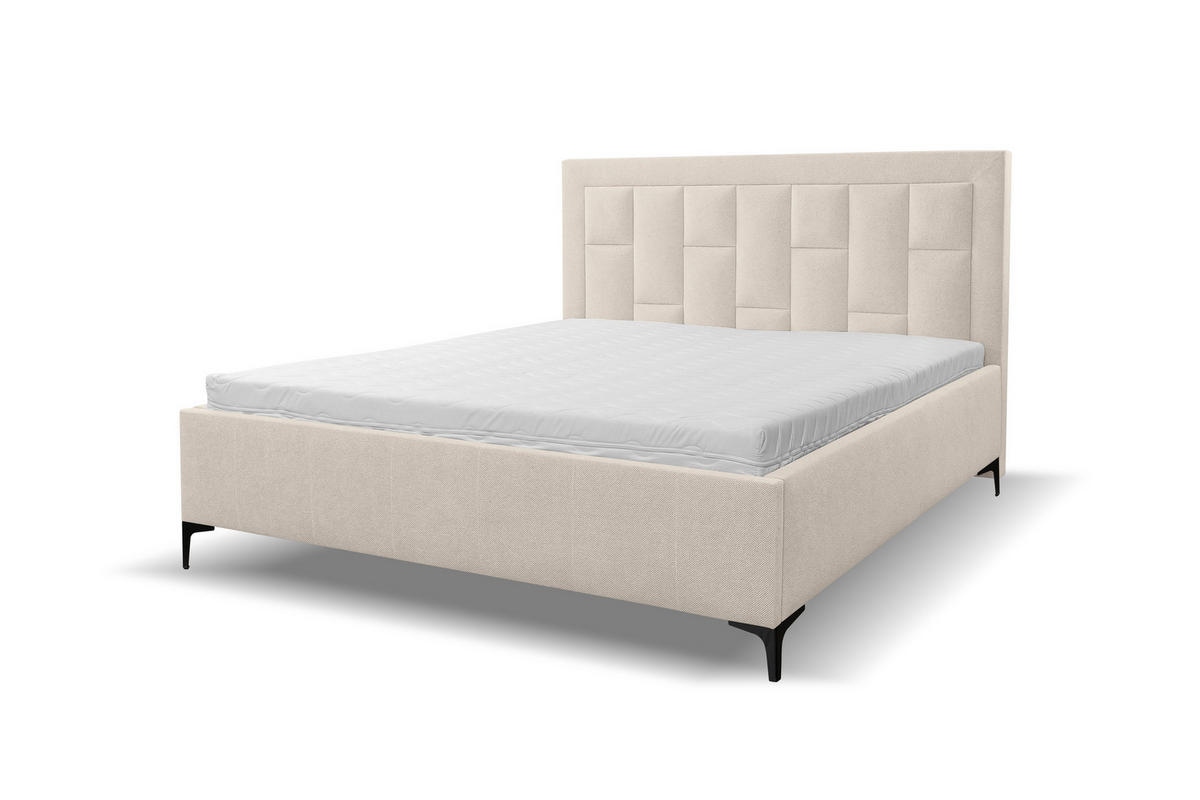 POLSTERBETT VENEZIA mit Kopfteil, 180 x200 cm, Doppelbett mit Bettkasten und Lattenrost aus Strukturstoff, Velourstoff, Frabe: Beige - Beige, Holz/Kunststoff (180/200cm) - VENASI MÖBEL