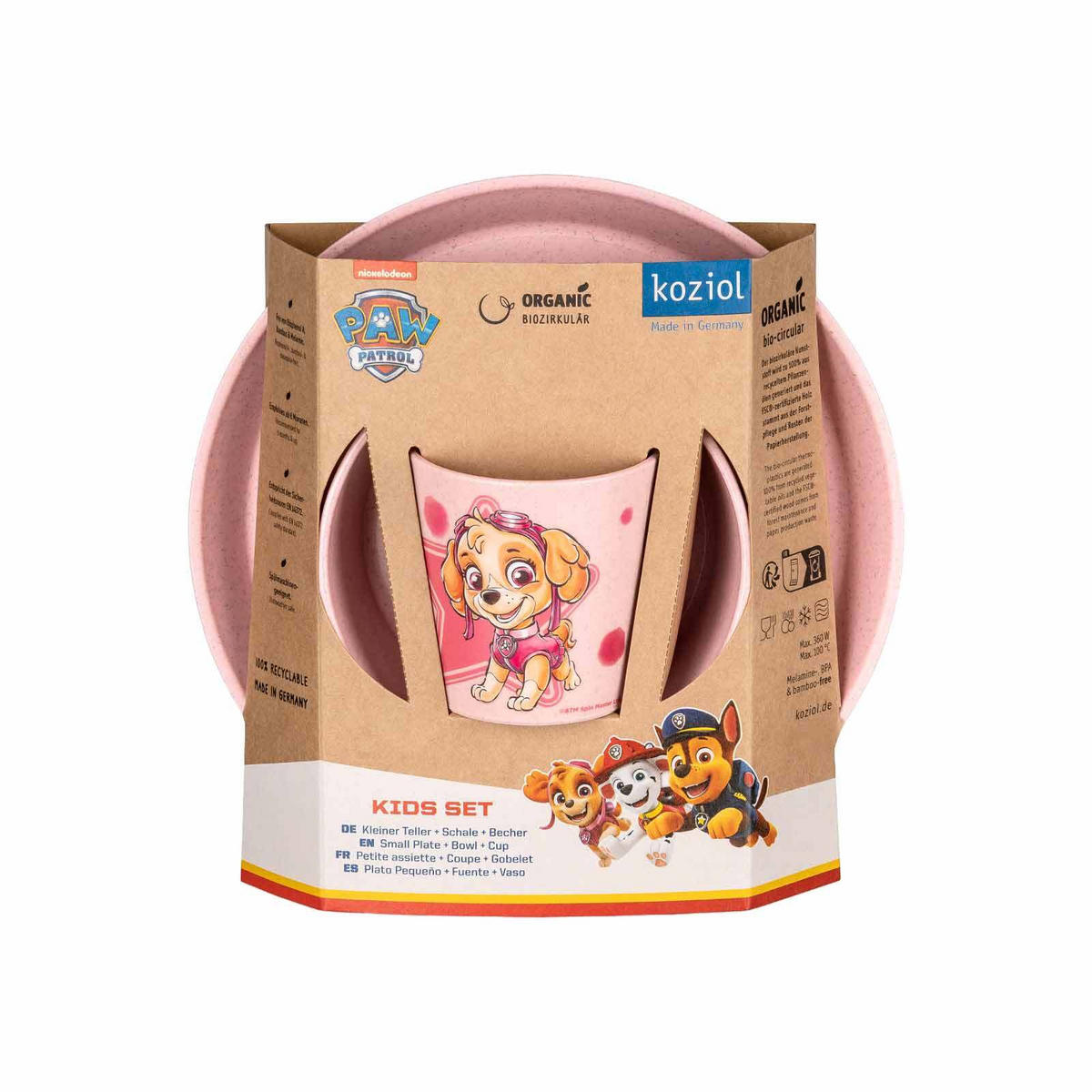 KINDERGESCHIRRSET Connect Paw Patrol organic pink 3er Set - Pink, Kunststoff (1/1/1cm) - Koziol