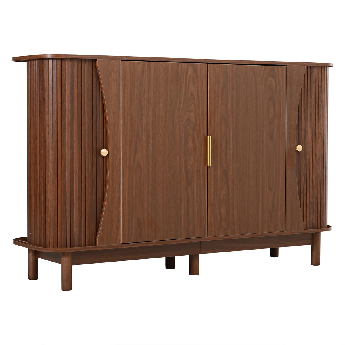 SIDEBOARD 140cm mit geschwungenen Kanten & 2 Türen - Walnussfarben, Holzwerkstoff (140/88/40cm) - Urban Meuble