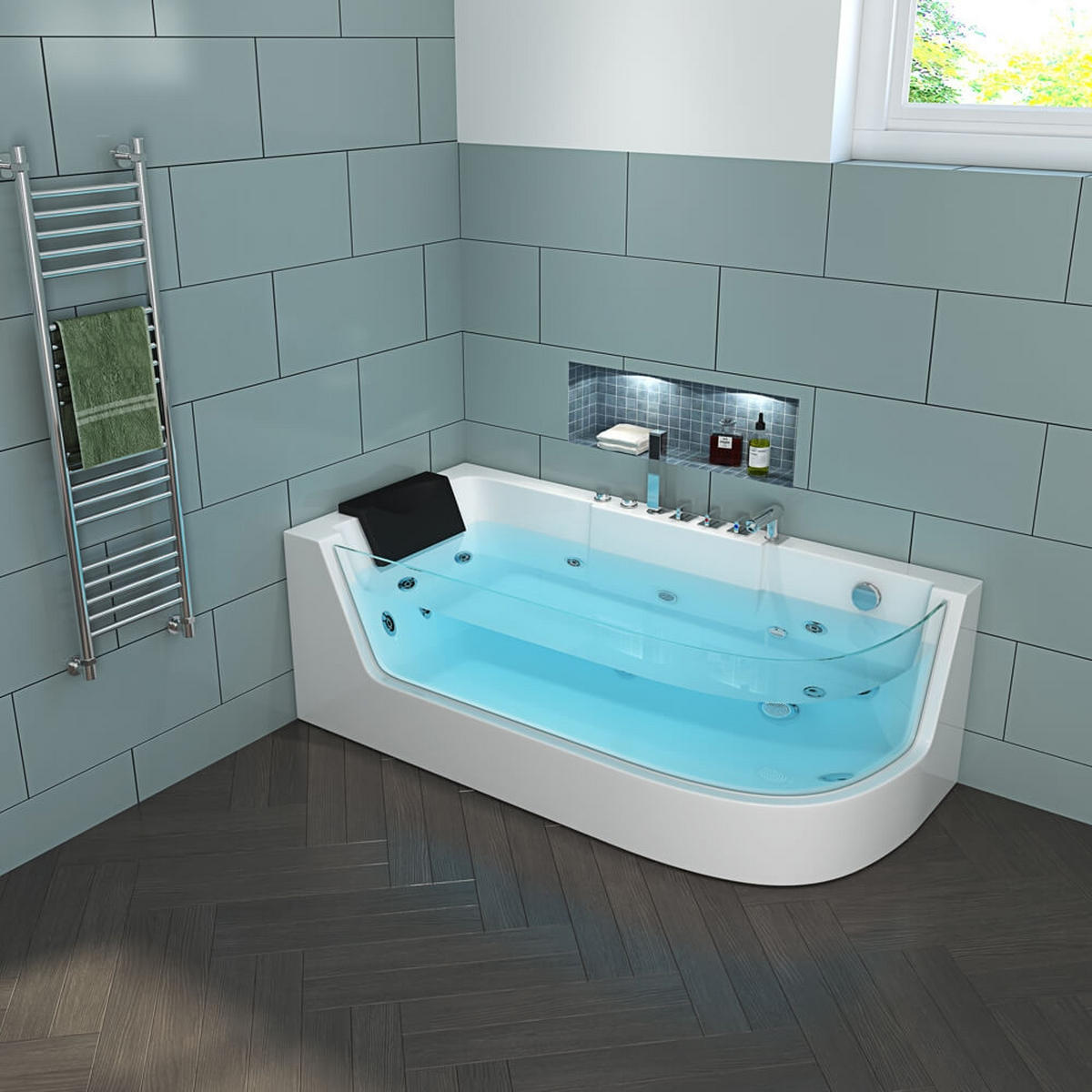 WHIRLPOOL CARICA - Rechts - Weiß, Keramik (170/59/80cm) - Home Deluxe