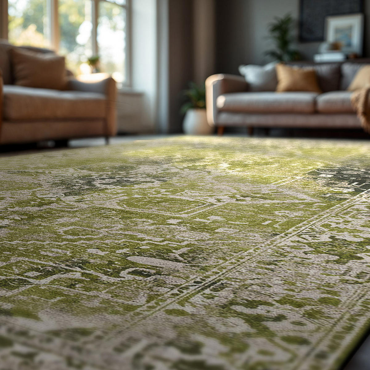 TEPPICH Olive Wood Antiquarian Tabriz 140/200 cm - Grün, Textil (140/200cm) - Louis De Poortere