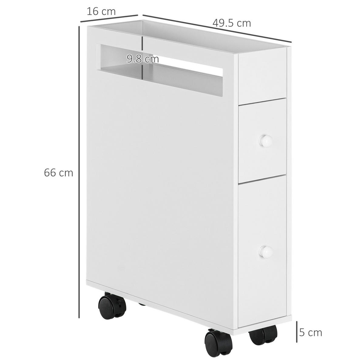 SEITENSCHRANK DE-37992 16/49,5/66 cm mit 2 Schubladen und offenem Fach Weiß - Weiß, Holzwerkstoff (49.5/66/16cm) - ComfortXL