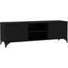 LOWBOARD Home mit 2 Türen, mit Griffen, Schwarz - Schwarz, Holzwerkstoff (150/50/40cm) - Beautysofa