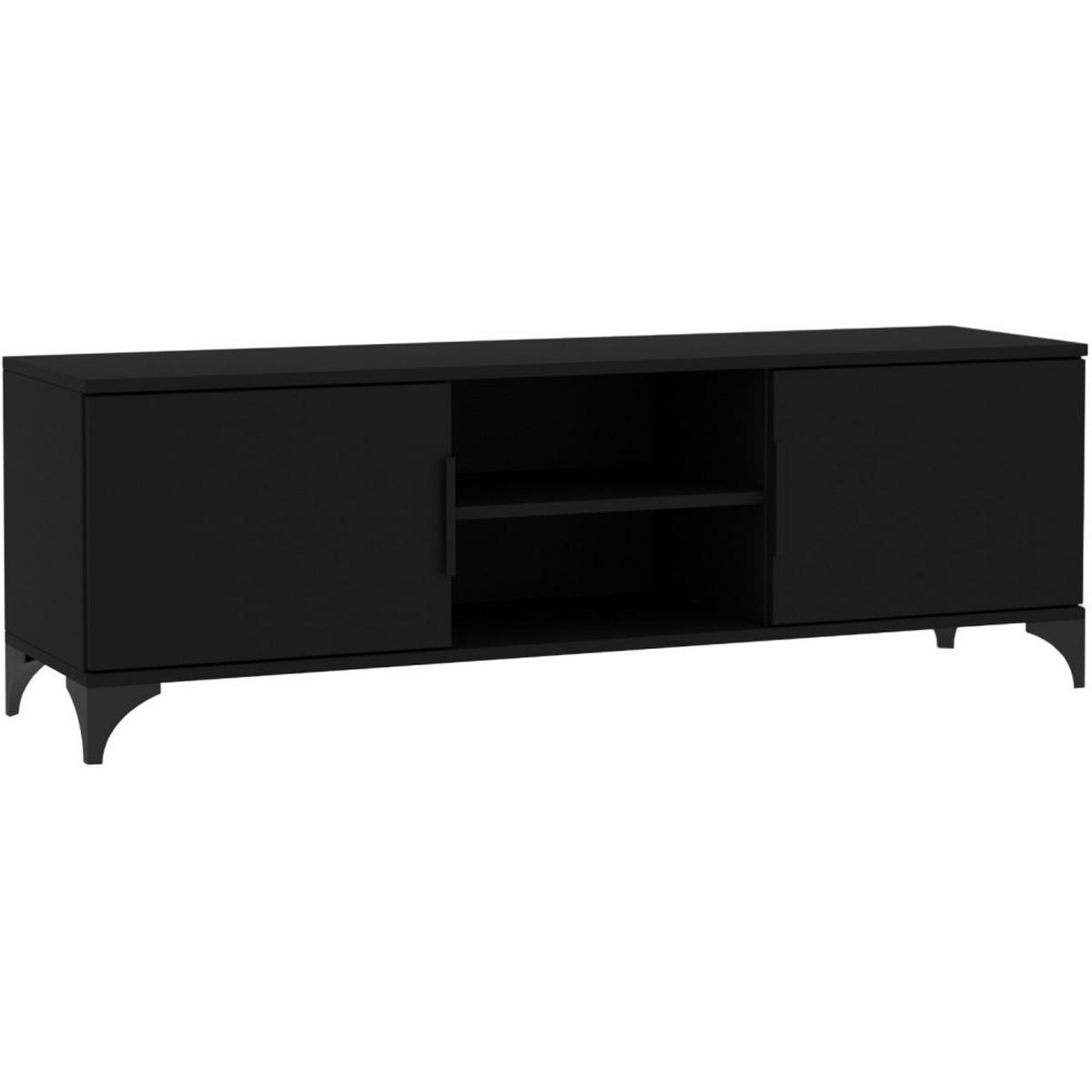 LOWBOARD Home mit 2 Türen, mit Griffen, Schwarz - Schwarz, Holzwerkstoff (150/50/40cm) - Beautysofa