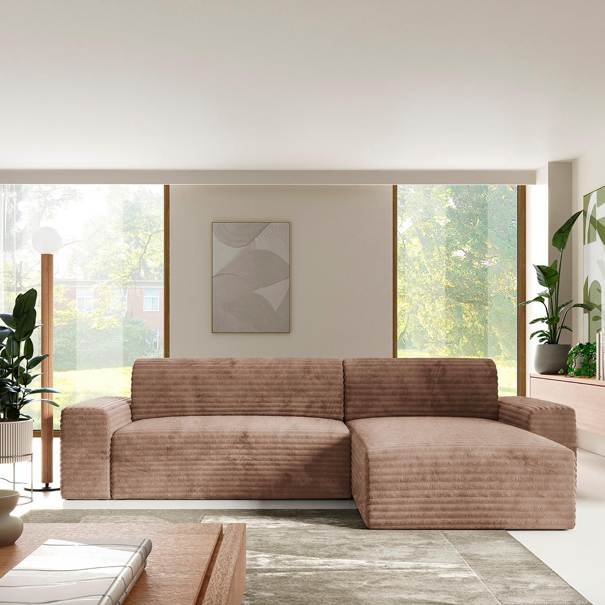 ECKSOFA Fabio 3 Sitzplätze Hellbraun - Braun, Holz (300/185cm) - Petits-meubles