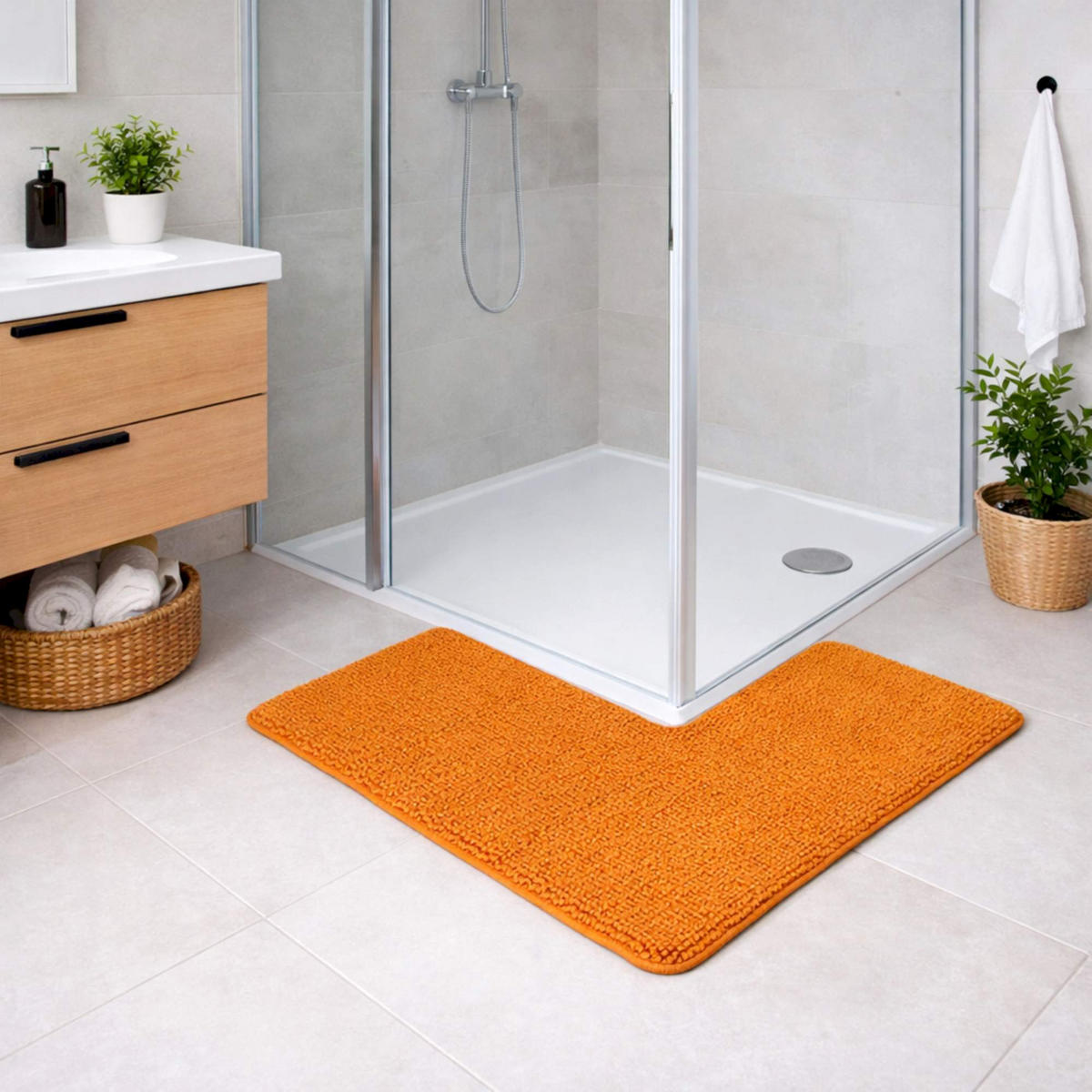 ECKBADEMATTE PARIS - Orange, Textil (100/100cm) - WohnDirect