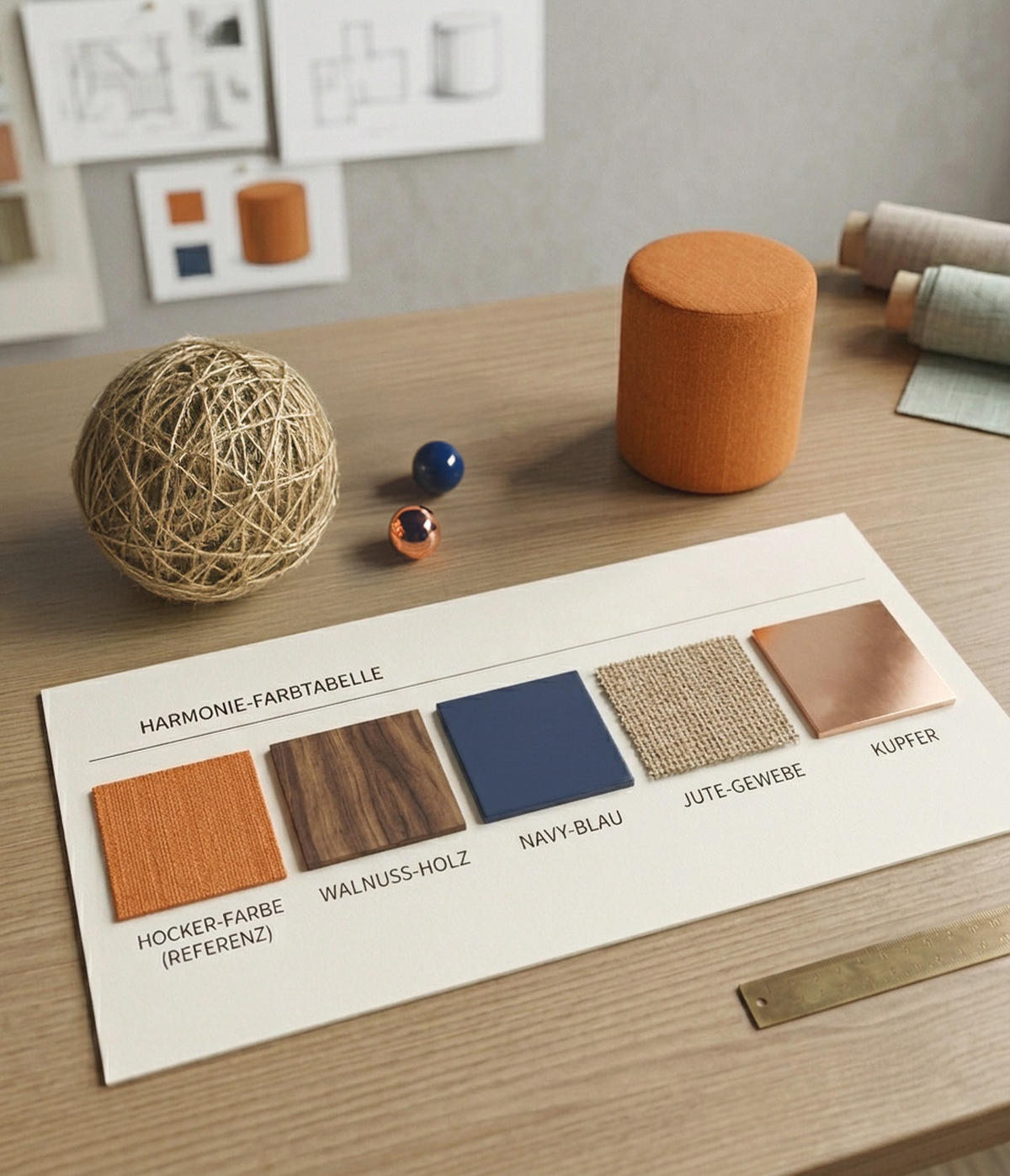 HOCKER M22 Orange 41/45/41 cm rund - Orange, Textil (41/45/41cm) - Livojo