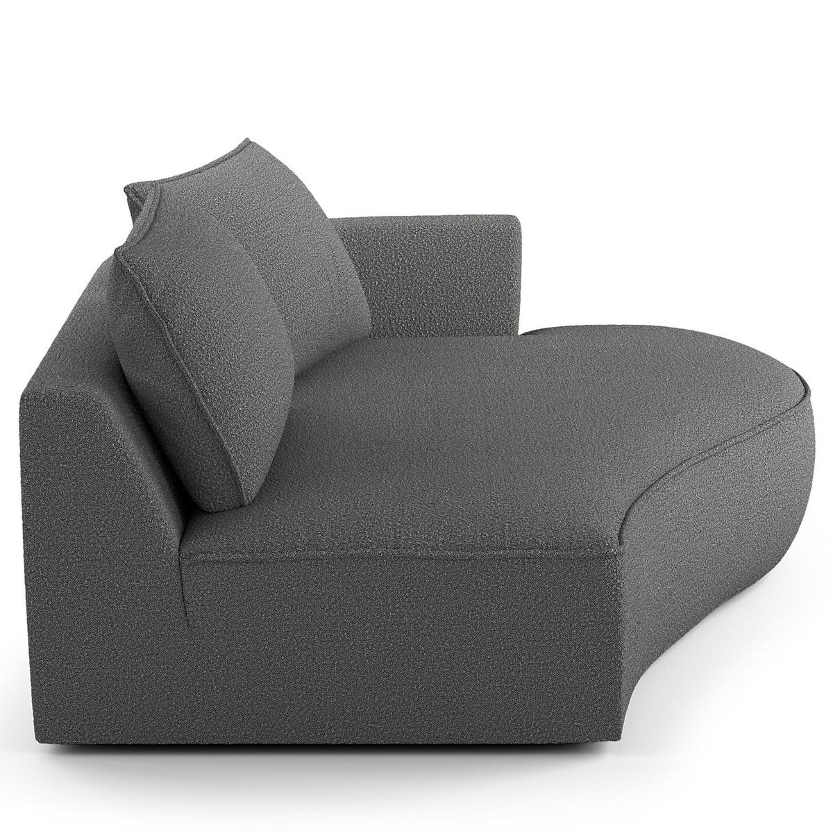 OTTOMANE - modular - Schwarz/Grau, Kunststoff/Textil (196/82/146cm) - home24