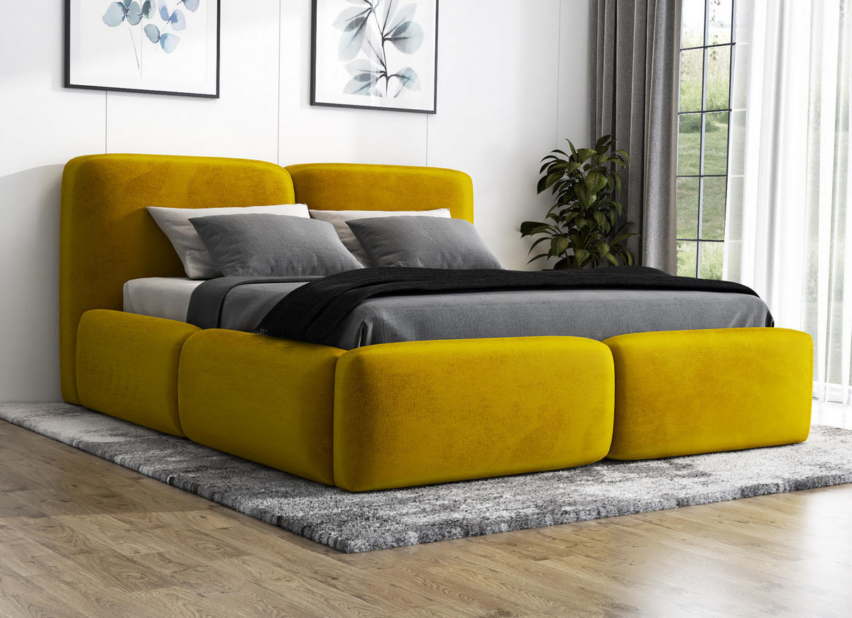 POLSTERBETT OLKE 180x200 Goldfarben - Goldfarben, Textil (180/200cm) - A&J MöbelLand