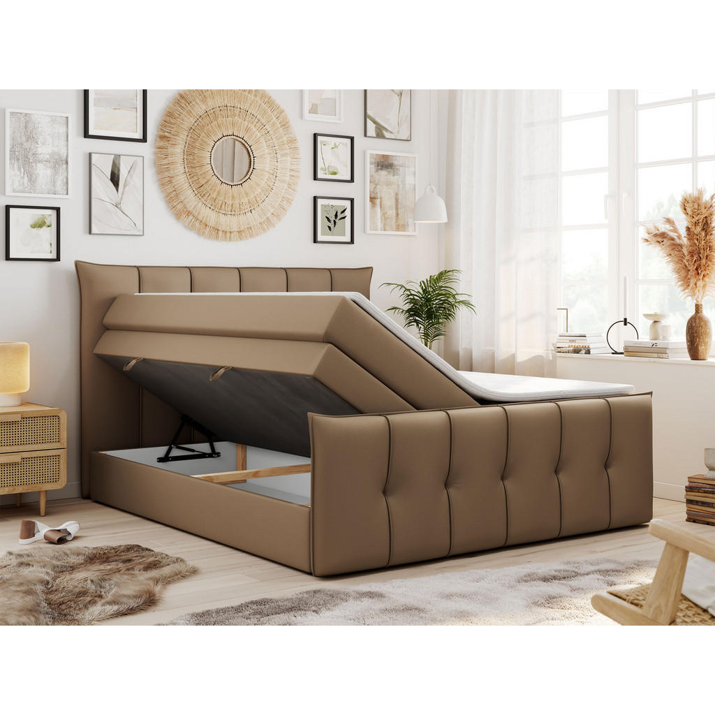 Thumbnail - MKS Boxspringbett, Braun, Textil, 2-Sitzer, H4, Rechteckig, 200x200 cm, Schlafzimmer, Betten, Boxspringbetten