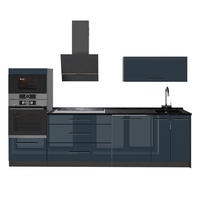 KÜCHENZEILE Fame-Line, Dunkelblau Hochglanz/Anthrazit, 280 cm, AP Anthrazit - Anthrazit/Dunkelblau, Holzwerkstoff (280/153.6/60cm) - Vicco