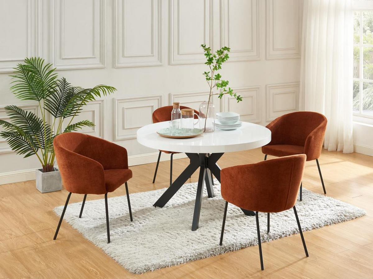 ESSTISCH - ausziehbar - 4 bis 8 Personen - MDF & Stahl - Weiß lackiert & Schwarz - KOMONI - Schwarz/Weiß, Holz (220/120/76cm) - Vente-Unique