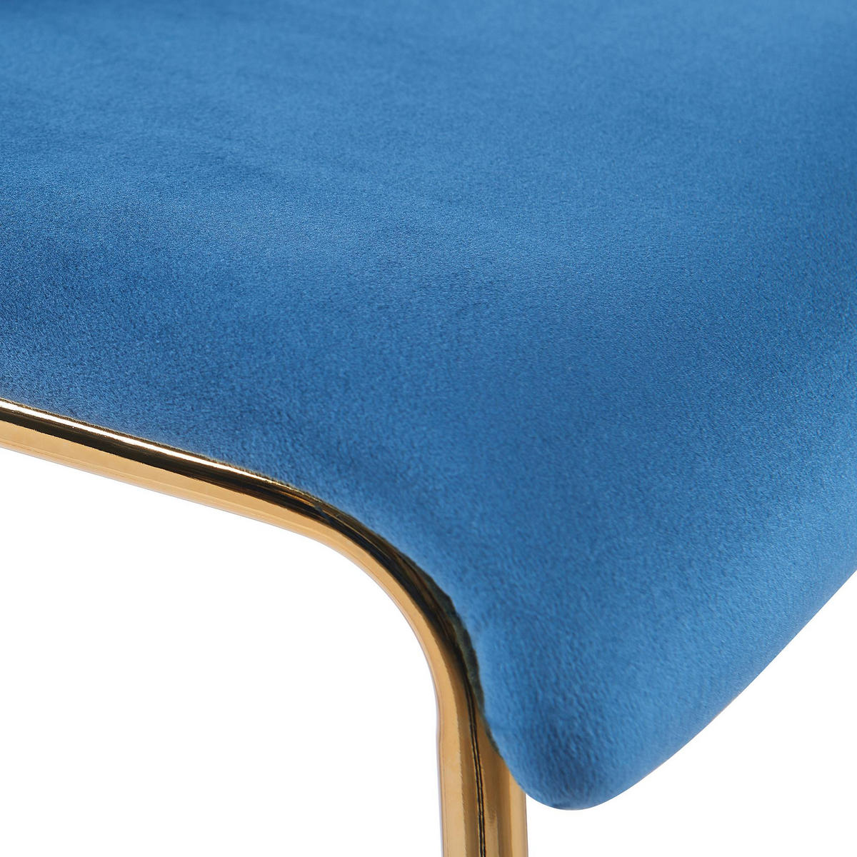 BARHOCKER Samt Blau - Blau/Goldfarben, Textil/Metall (43/100/48cm) - CLP