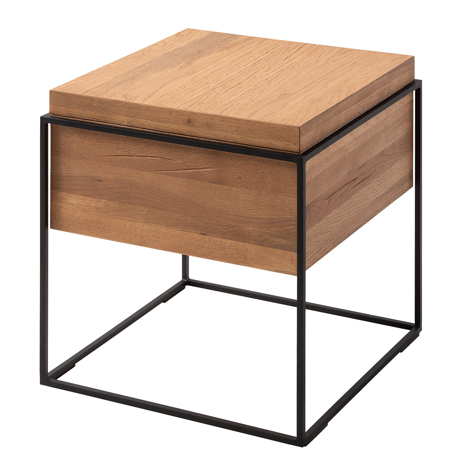 BEISTELLTISCH - Eiche massiv / Metall - Eichefarben, Holz/Metall (47/47/51cm) - home24