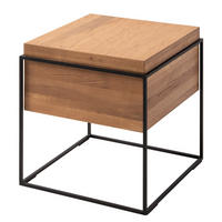 BEISTELLTISCH - Eiche massiv / Metall - Eichefarben, Holz/Metall (47/47/51cm) - home24