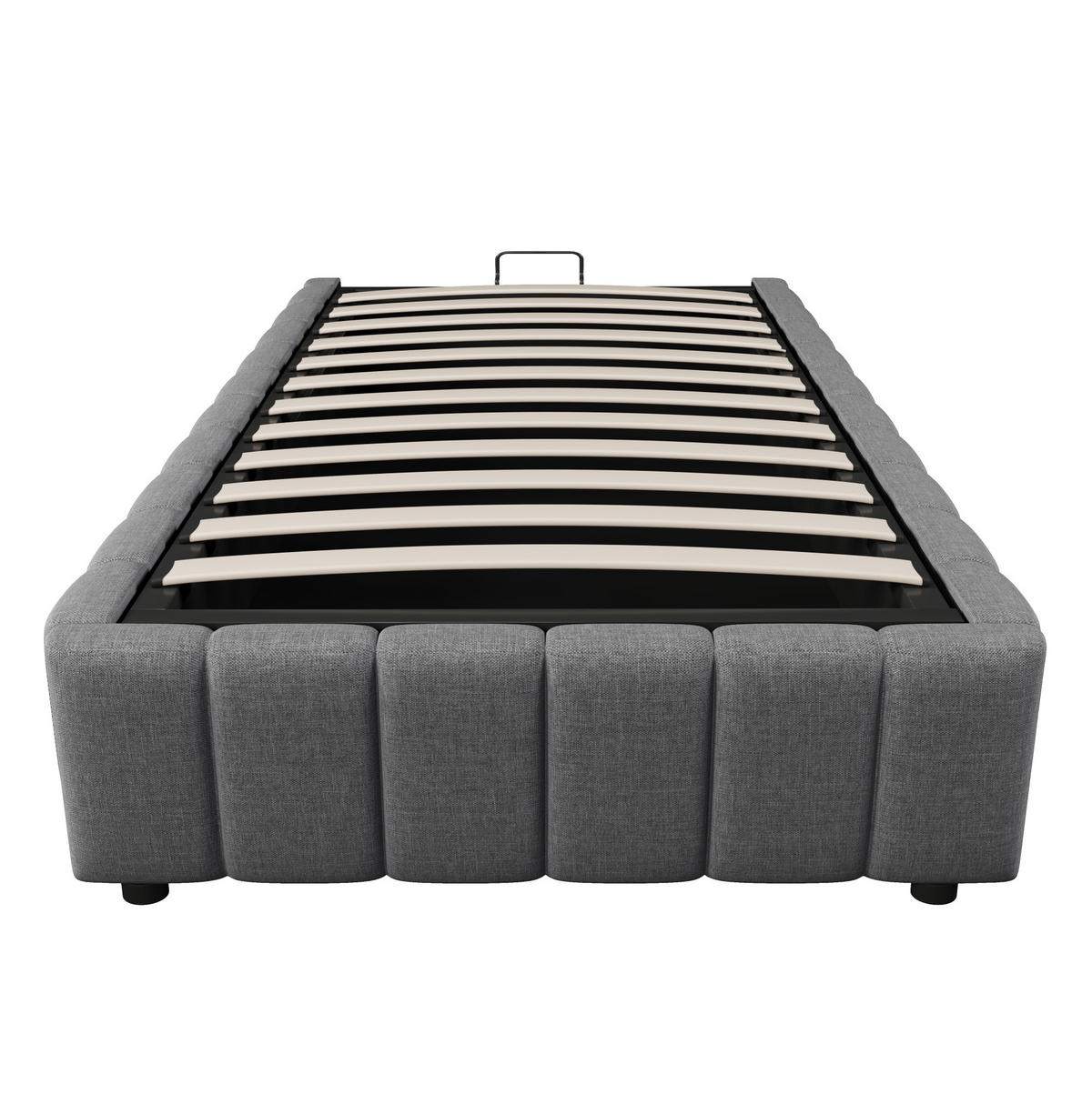 POLSTERBETT 90/200 cm Grau aus Leinen mit hydraulischem Stauraum - Grau, Textil (90/200cm) - OKMYHOME