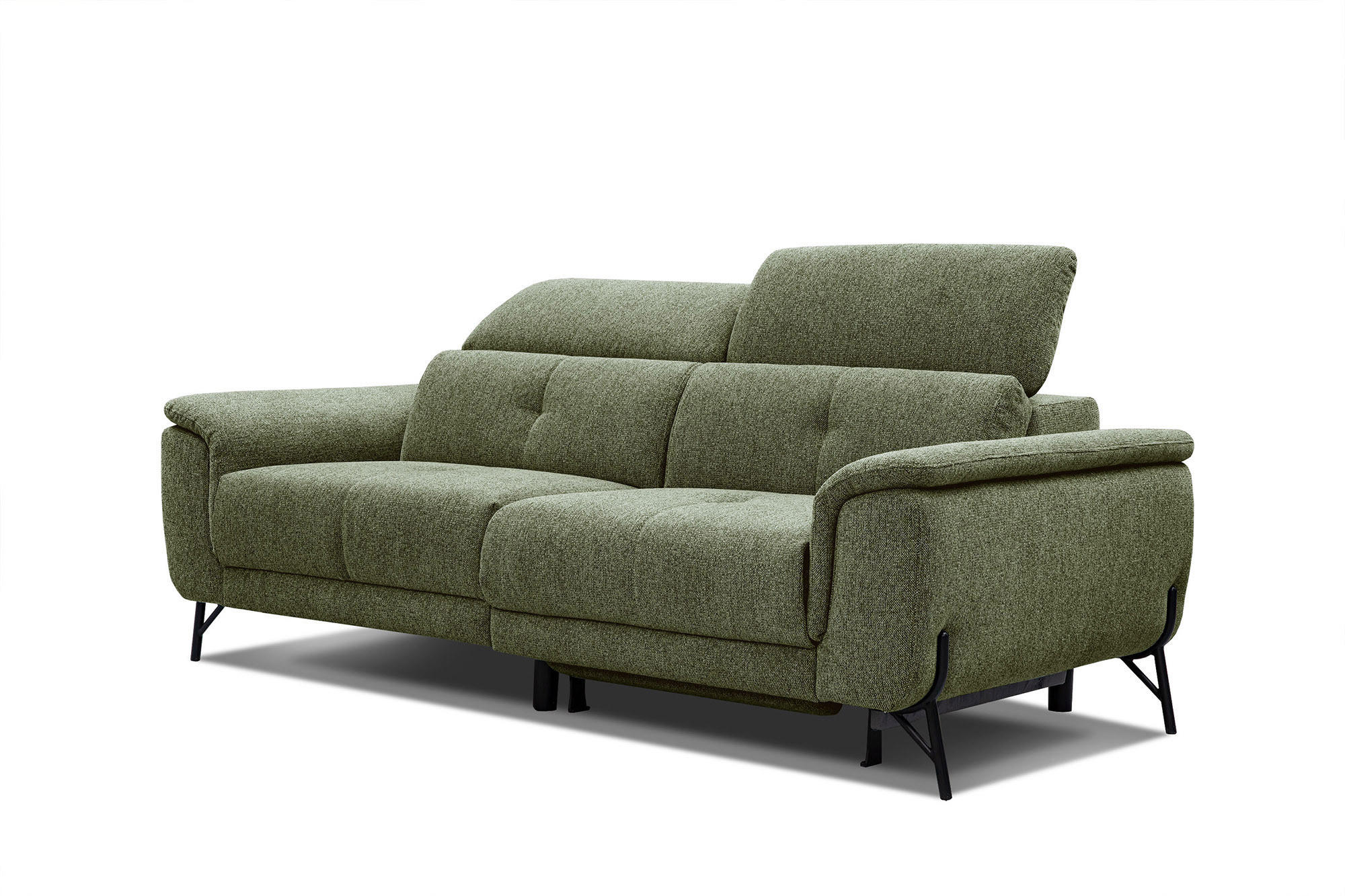 SOFA AVENA 3-Sitzer mit 1 Relaxfunktion, olivgrün - Olivgrün, Holzwerkstoff/Textil (204/80/108cm) - Courtois Laville
