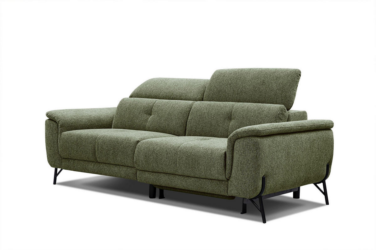 SOFA AVENA 3-Sitzer mit 1 Relaxfunktion, olivgrün - Olivgrün, Holzwerkstoff/Textil (204/80/108cm) - Courtois Laville