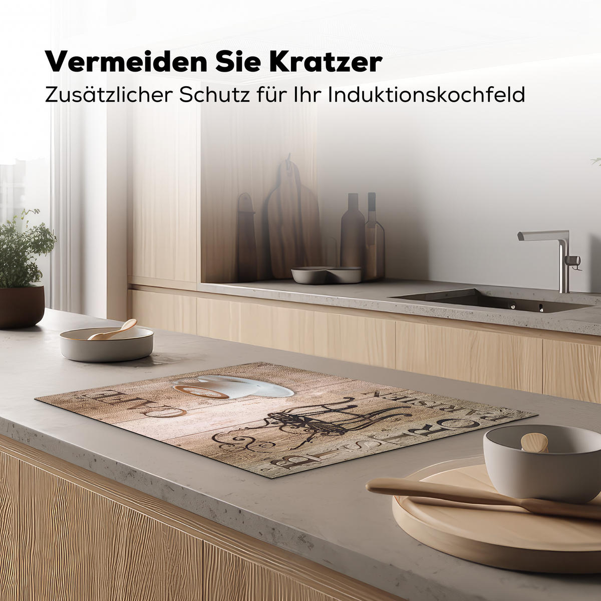 HERDABDECKPLATTE Bistro Parisien - Café - Kaffee - Jahrgang 75x52 cm - Cappuccino, Kunststoff (75/52/0.2cm) - MuchoWow