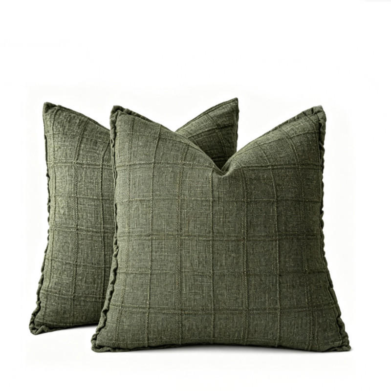 KISSENBEZUG – Füllung nicht enthalten – dunkelgrün – 45 x 45 cm – 2er-Set - Weiß, Textil (45/45cm)
