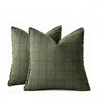 KISSENBEZUG – Füllung nicht enthalten – dunkelgrün – 45 x 45 cm – 2er-Set - Weiß, Textil (45/45cm)