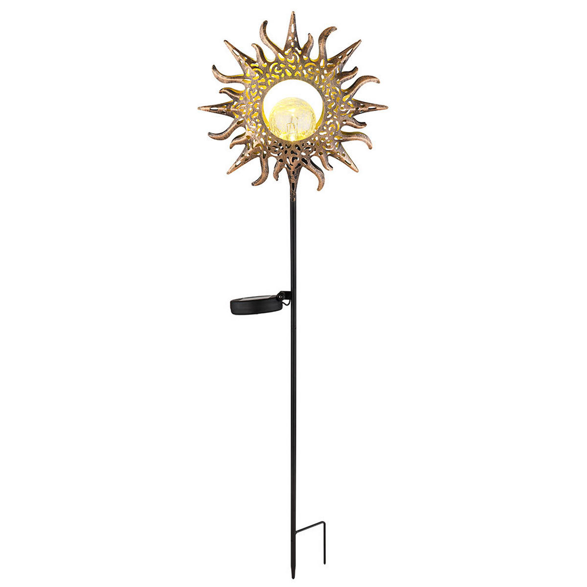 LED AUSSENLEUCHTE Solar Steckleuchte Braun Rostoptik 2er Set - Braun, Glas (81.5/24.2/120cm) - Globo Lighting