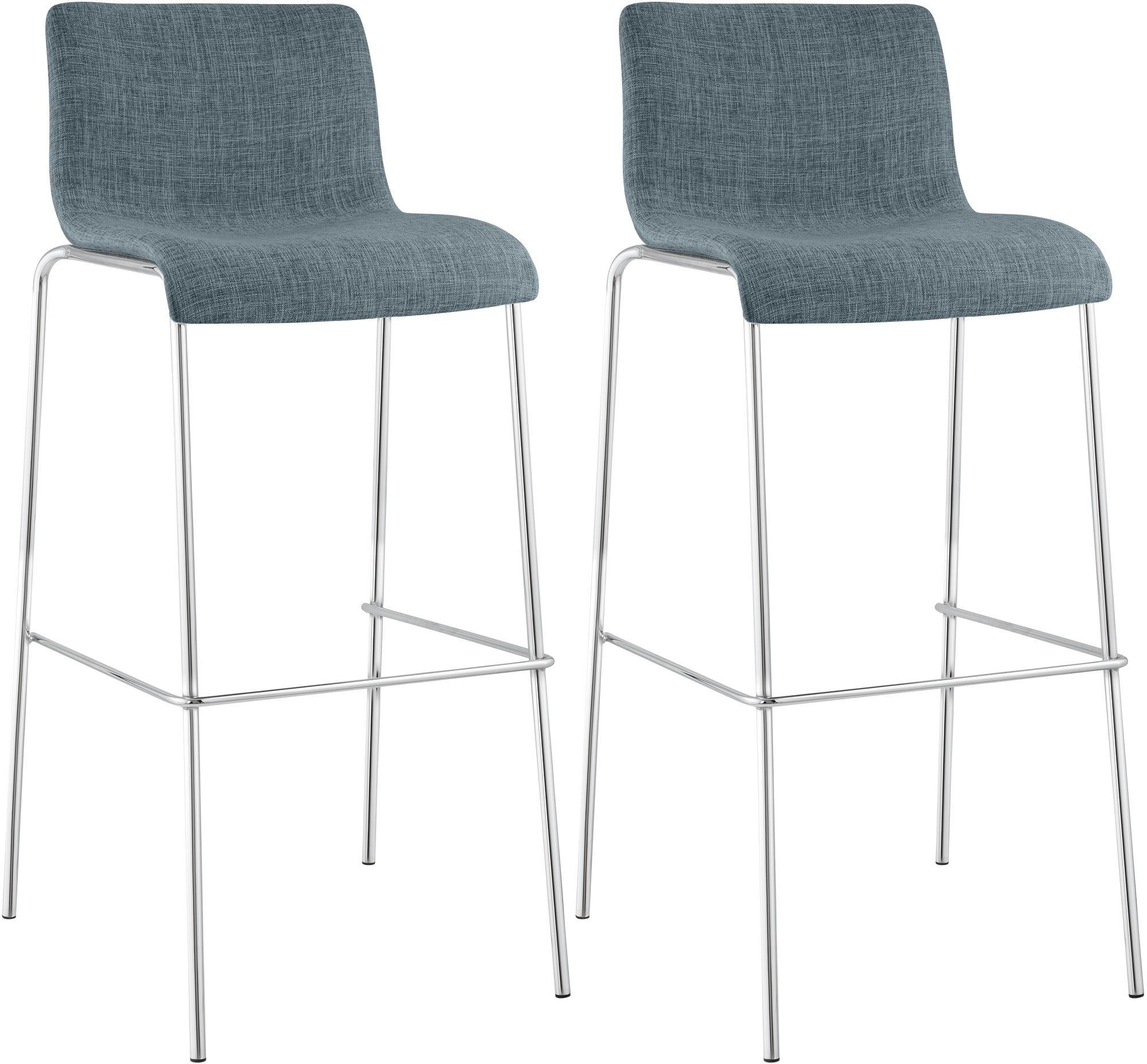 BARHOCKER 2 Stoff Blau - Chromfarben/Blau, Textil/Metall (43/100/48cm) - CLP