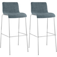 BARHOCKER 2 Stoff Blau - Chromfarben/Blau, Textil/Metall (43/100/48cm) - CLP