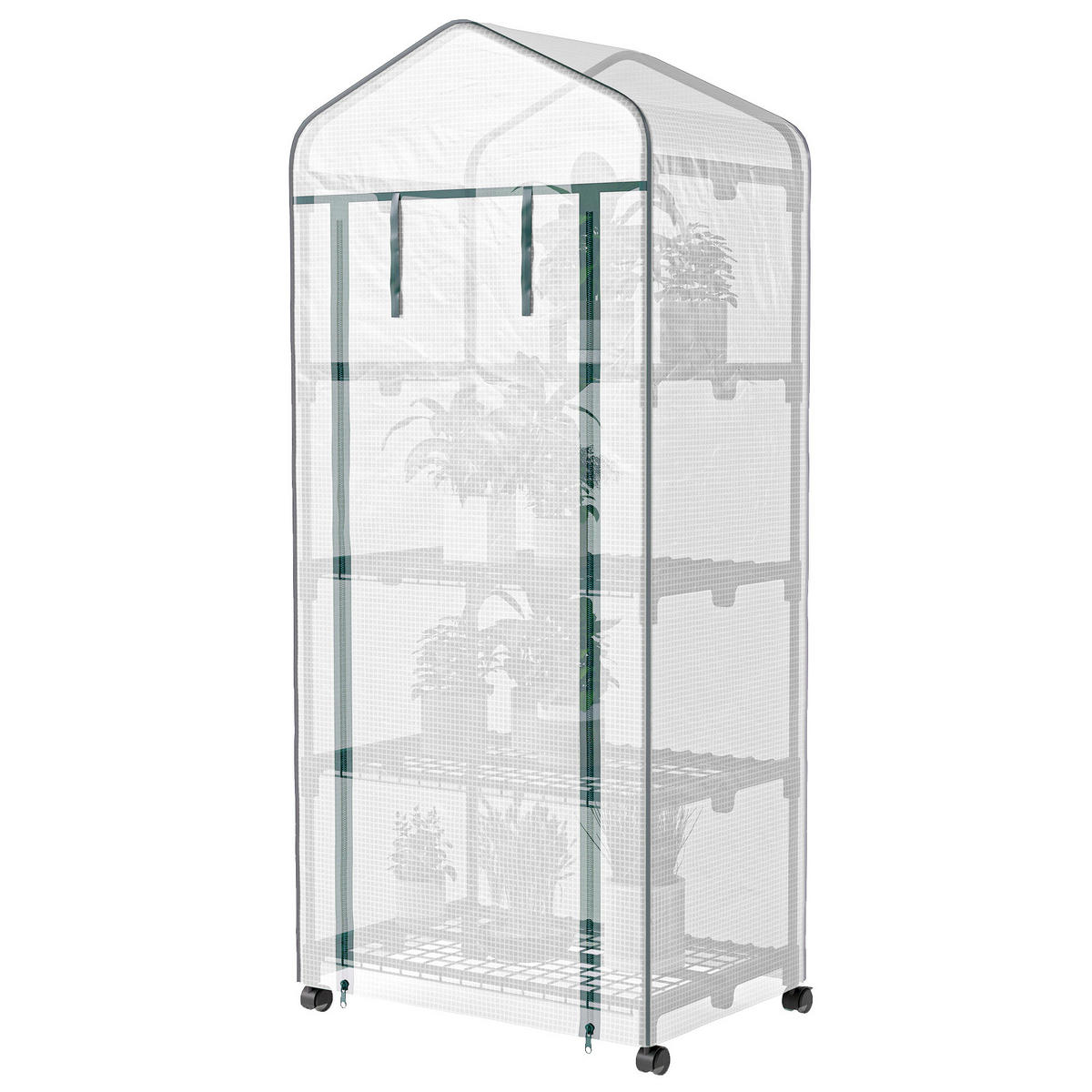 MINI-GEWÄCHSCHAUS DE-05712 Mit 4 Regalfächern, wetterfest Weiß - Weiß, Kunststoff/Metall (50/165/69cm) - ComfortXL