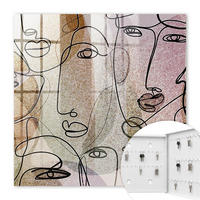 SCHLÜSSELBOX Weiß 30x30 cm – Türöffnung nach rechts - Strichzeichnung - Beige, Metall (30/30/5cm) - TULUP