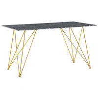 BLAGOVAONSKI STOL 140/80/75 cm crni, bijeli, zlatne boje pravokutni Kenton - bijela/crna, staklo (140/80/75cm) - Beliani
