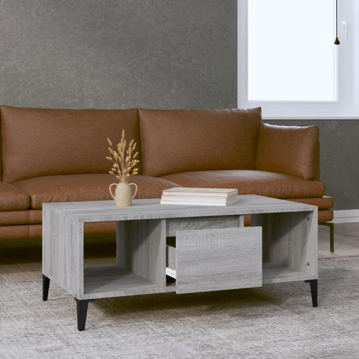 COUCHTISCH Grau Sonoma 90x50x36,5 cm Holzwerkstoff - Grau, Holzwerkstoff (90/50/36.5cm) - furnicato