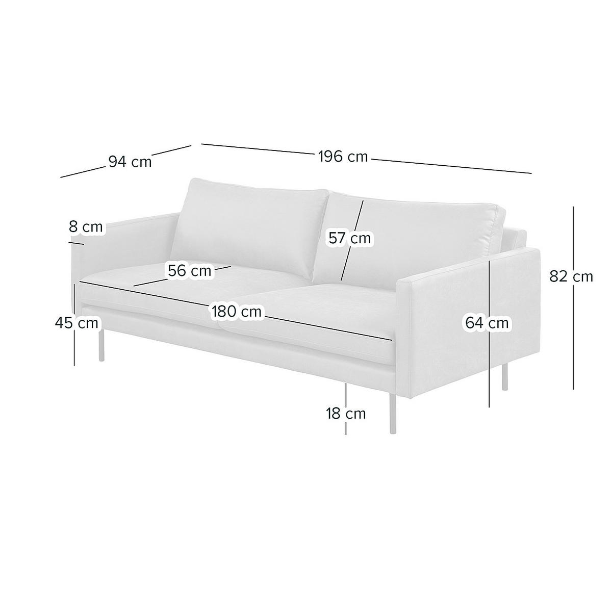3-SITZER SOFA - Beige, Textil (196/82/94cm) - home24