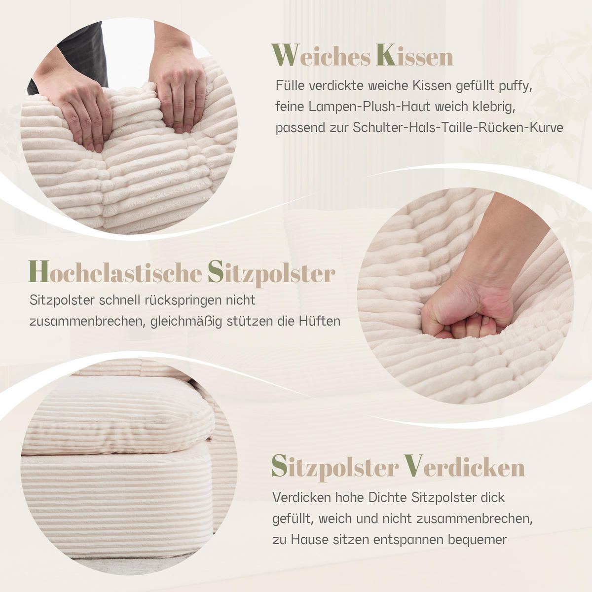 SCHLAFSOFA 2-in-1 Cordstoff Liegefunktion - Beige, Textil (165/61/97cm) - Urban Meuble