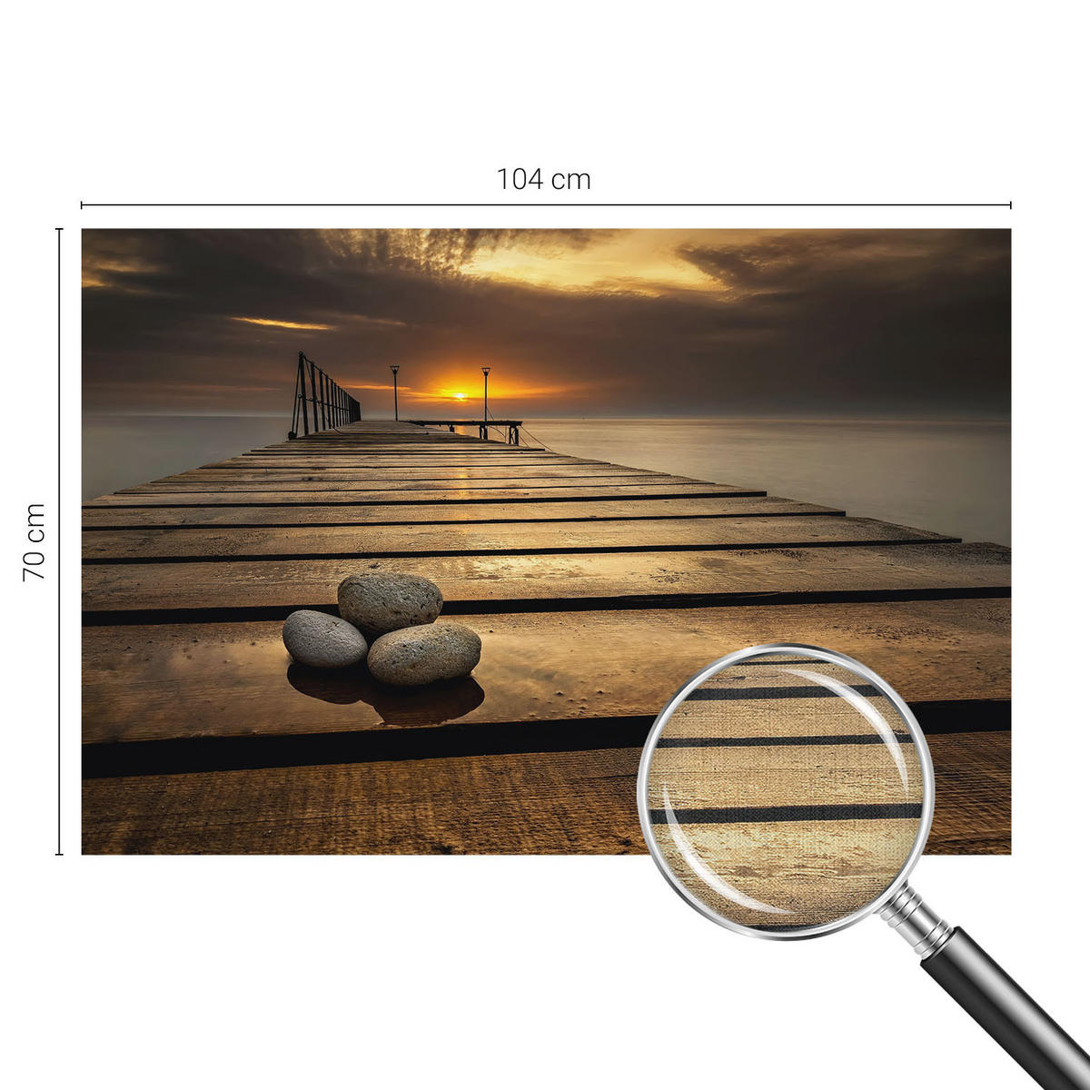 FOTOTAPETE 104x70 cm - Sonnenuntergang - Braun, Textil (104/70cm) - Wallfluent