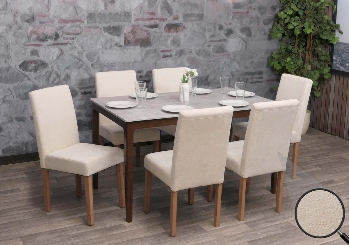 ESSZIMMERSTUHL Cremeweiß 6er-Set - Weiß, Textil (42/90/50cm) - MCW