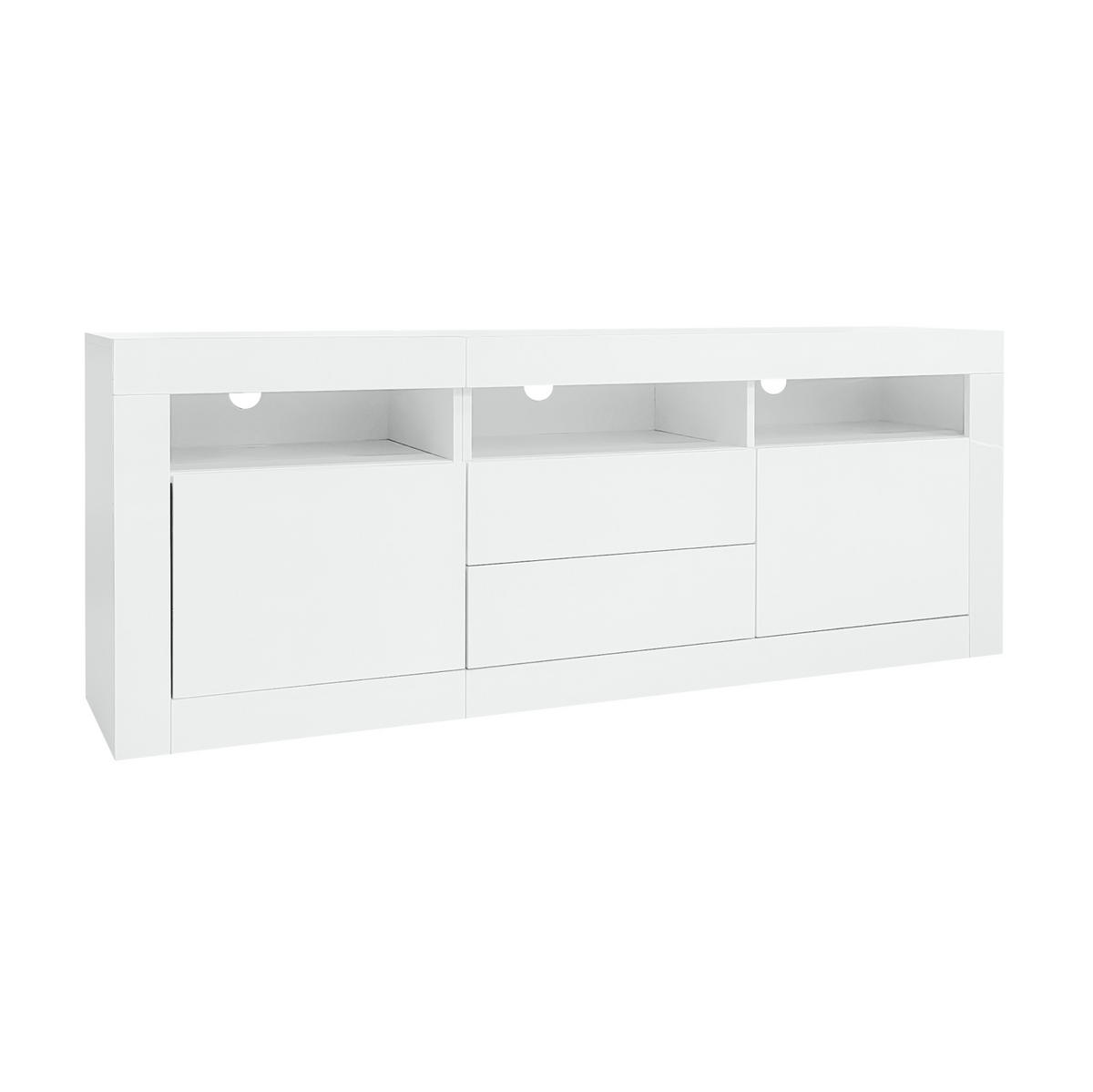 TV-LOWBOARD aus Spanplatte 160x35x60 cm Weiß mit LED-Beleuchtung, Stauraum und App-Steuerung - Weiß, Holzwerkstoff (160/60/35cm) - IVMEU