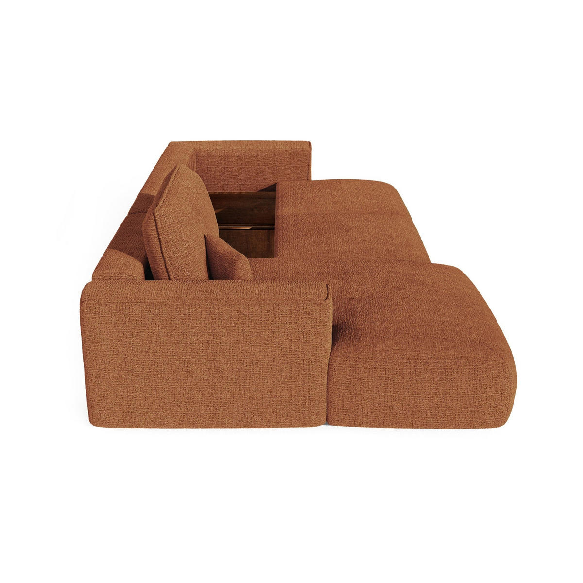 LINKSECK-SCHLAFSOFA mit Stauraum COMO Köpergewebe mit weichem Griff Terrakotta 297cm - Dunkelorange/Terracotta, Textil (297/167cm) - Premium Interiors