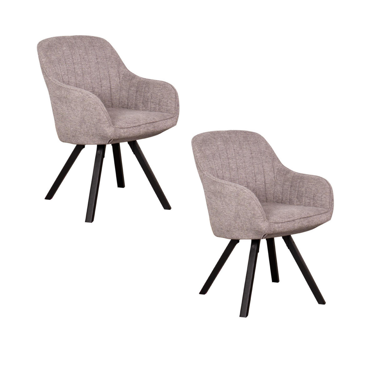 ESSZIMMERSTUHL Matera drehbar 2er-Set - Hellgrau/Schwarz, Textil/Metall (59/84/61cm) - Mr. Deko