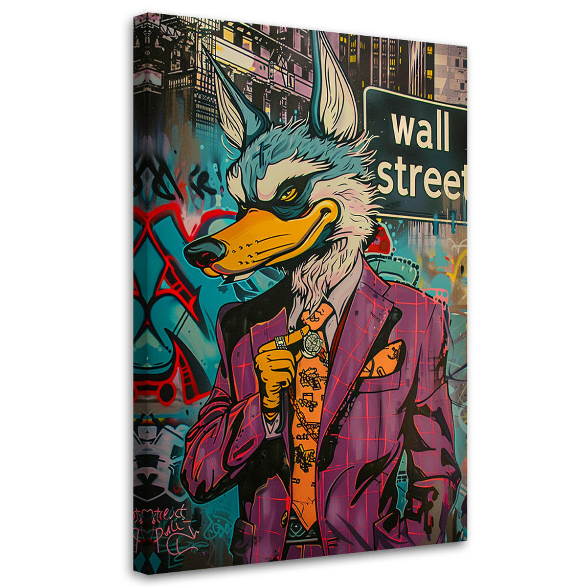 WANDBILD wolf der wall street ai - Multicolor, Textil (40/60cm) - Feeby