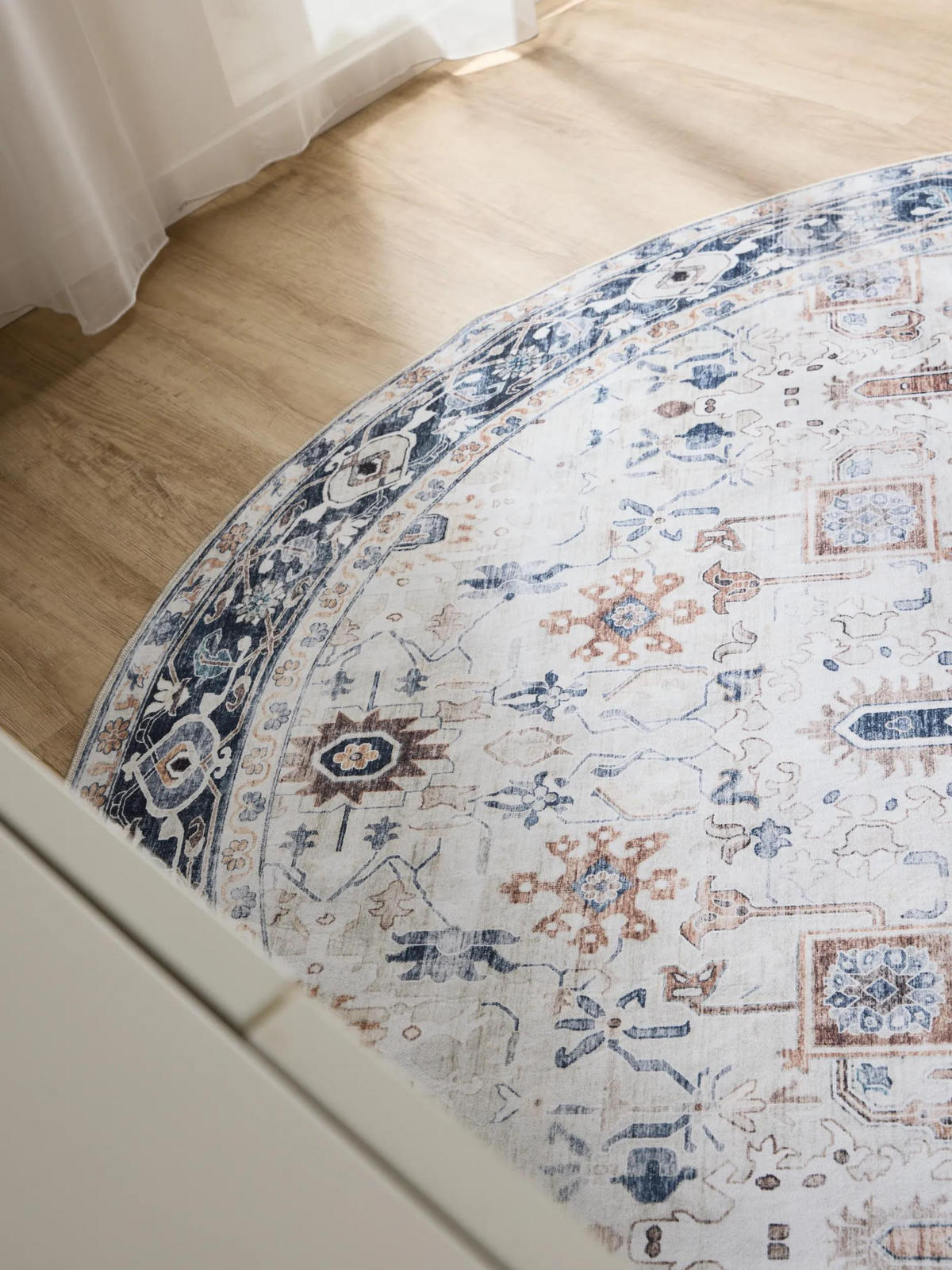 VINTAGE-TEPPICH George waschbar ø 120 cm rund - Creme/Grau, Kunststoff (120/120cm) - benuta