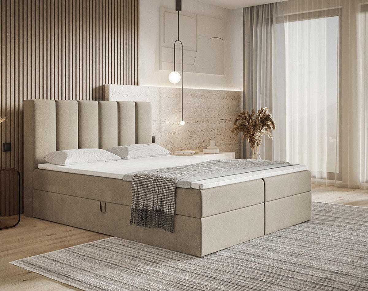BETT Beige FOX 120x200 cm - Beige, Textil (120/200cm) - Sepro Meble