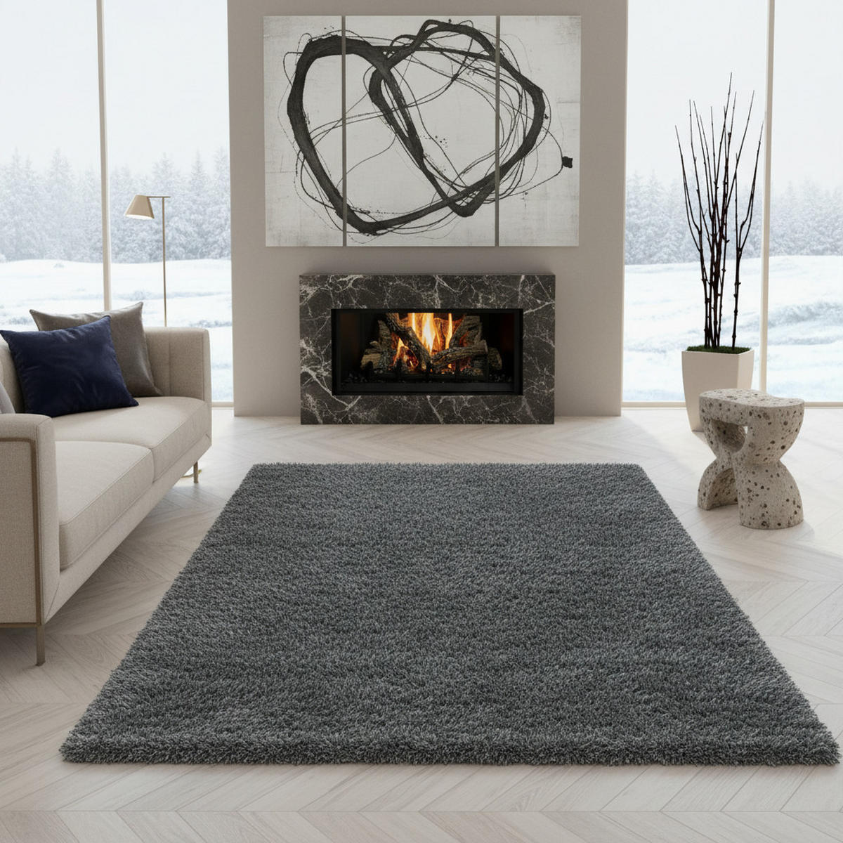 TEPPICH Hochflor Shaggy Einfarbig Weich Flauschig Waschbar Hellgrau 120x170 cm – SALZACH - Grau, Textil (170/120cm) - KADIMA DESIGN