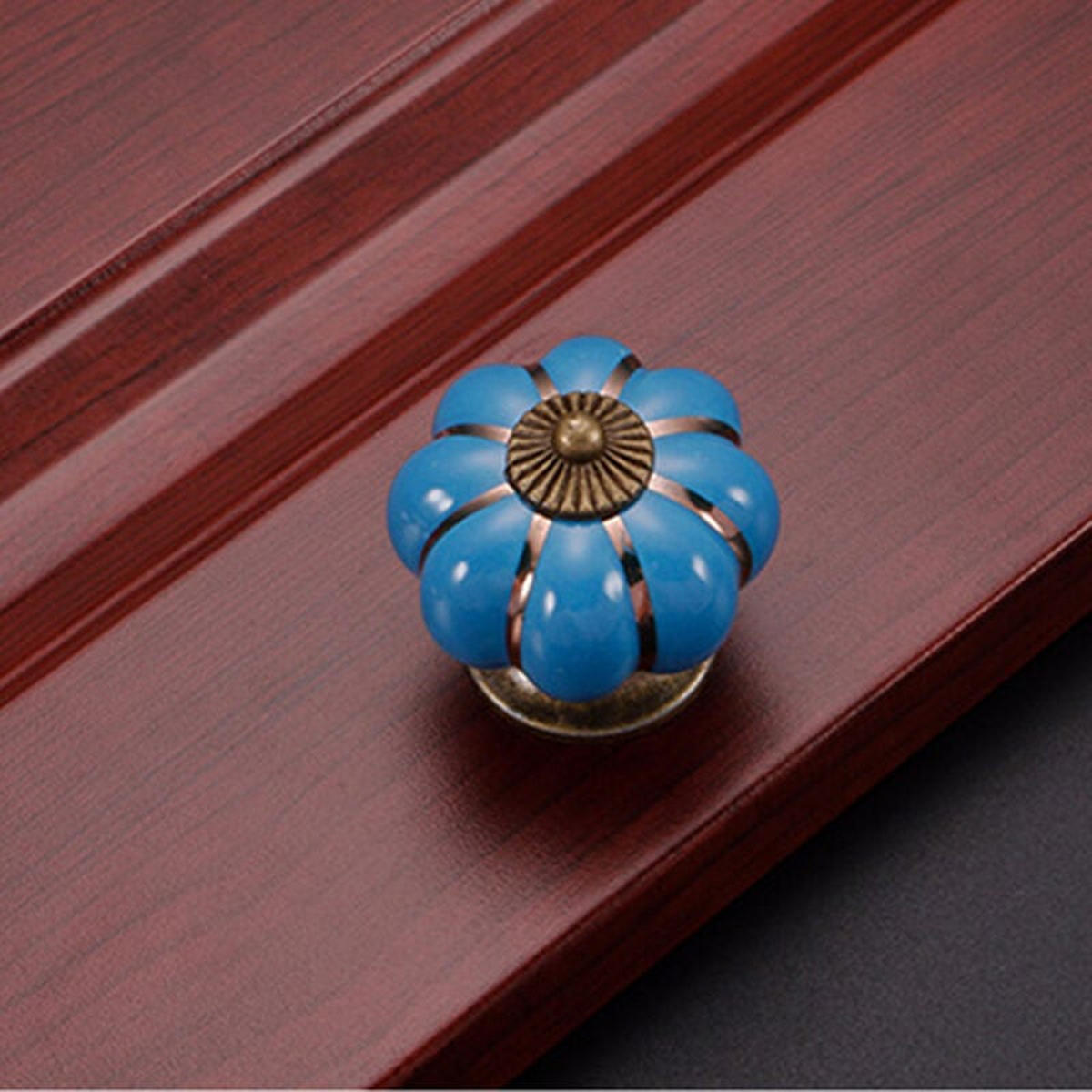 SCHRANKKNOPF Keramik Blau 8er-Set - Blau, Metall (3.8/3.8/0.39cm)