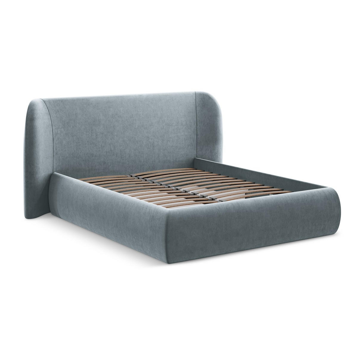 POLSTERBETT mit Bettkasten und Lattenrost 230x215 Blau - Blau/Schwarz, Kunststoff/Textil (180/200cm) - LaMiaSofa