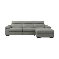ECKSOFA Plutone Echtleder Perlgrau - Hellgrau, Leder/Metall (165/286cm)