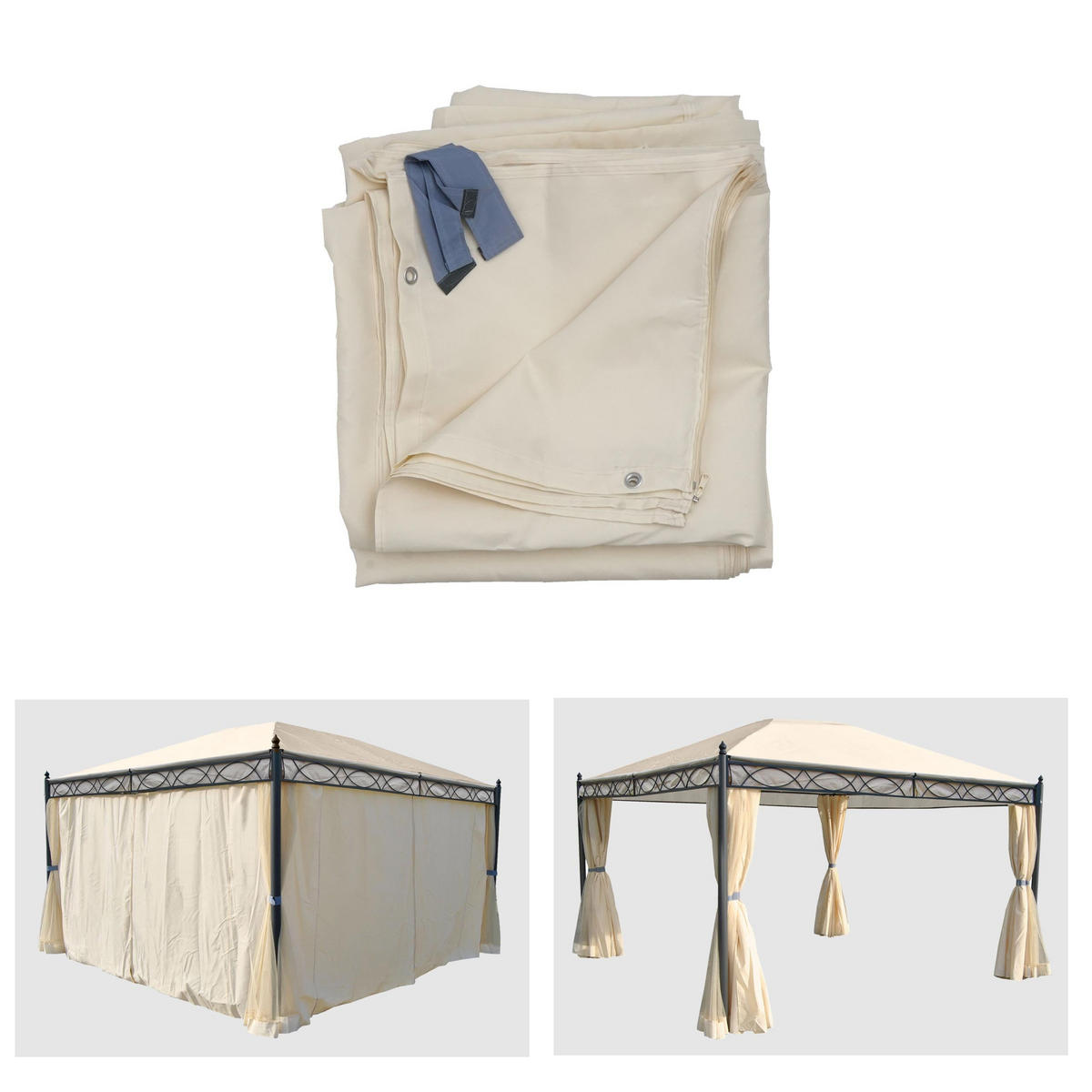 SEITENWAND 4er-Set für Pergola Cadiz 4x3m 210x330cm Creme - Creme, Textil (330/210/1cm) - BERLINLODGE