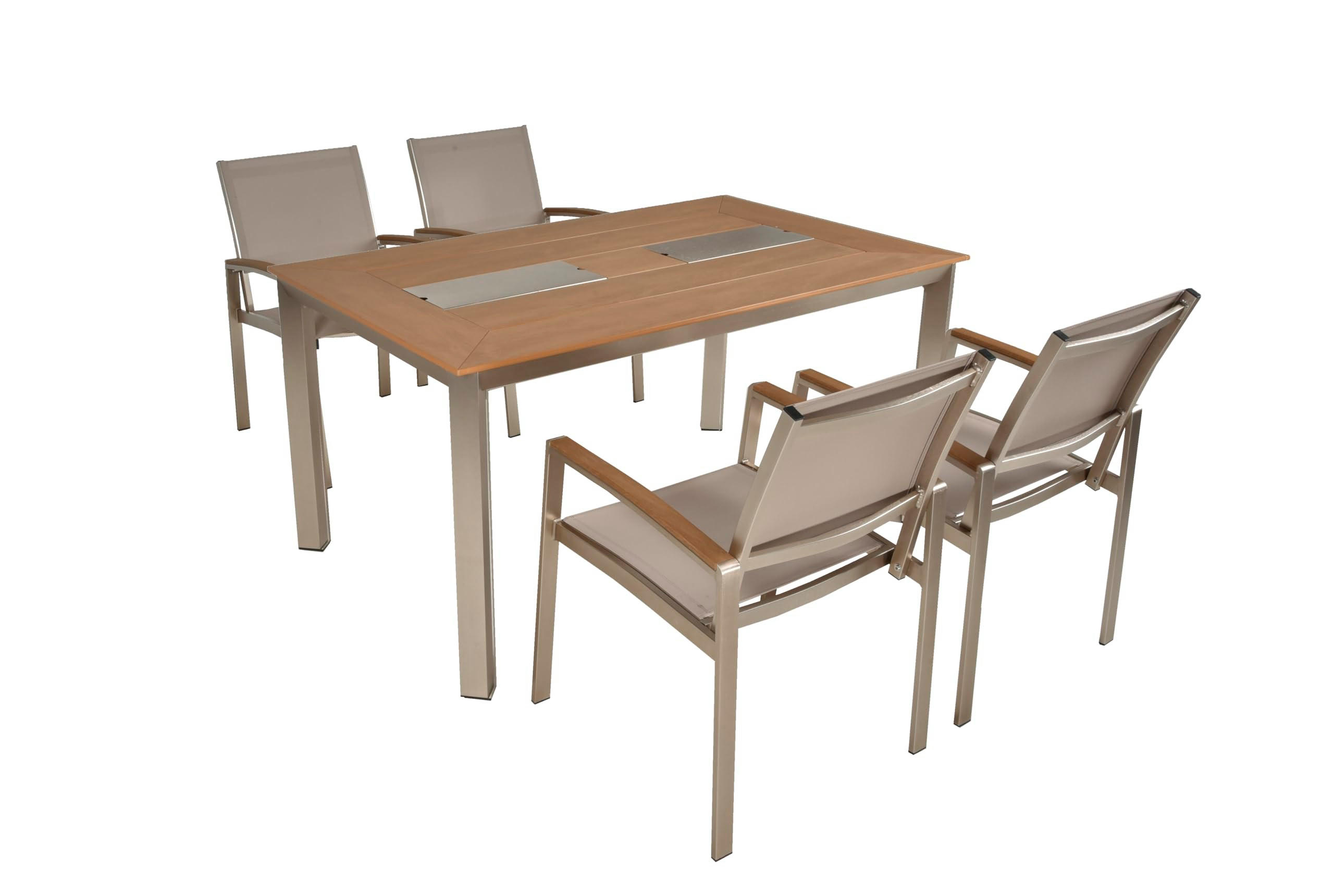 GARTEN-SITZGRUPPE Hans 5-teilig Gartenmöbel-Set - Grau, Kunststoff - DELUKE